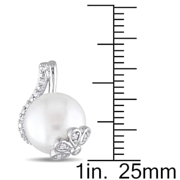 10-10.5 MM Freshwater Cultured Pearl and 1/10 CT TW Diamond Swirl
Earrings in Sterling Silver