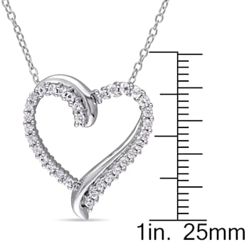 3/4 CT TGW Created White Sapphire Crossover Heart Pendant with Chain in
Sterling Silver