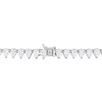 44 1/2 CT TGW Created White Sapphire Teardrop Tennis Necklace in
Sterling Silver