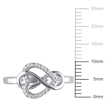 1/10 CT TW Diamond Infinity Heart Ring in Sterling Silver