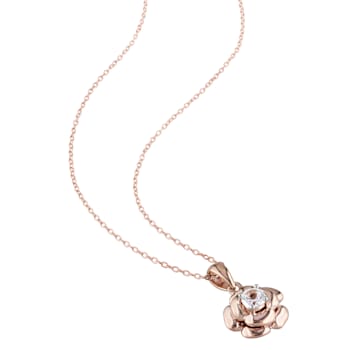 1/3 CT TGW Created White Sapphire Floral Pendant with Chain in Rose
Plated Sterling Silver