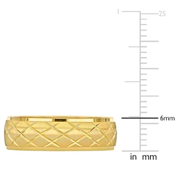 Men's 6mm Lattice Wedding Band in 14K Yellow Gold