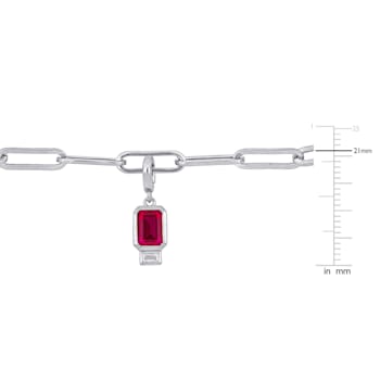 4 1/4 CT TGW Created Multi Gemstones Link Bracelet in Sterling Silver