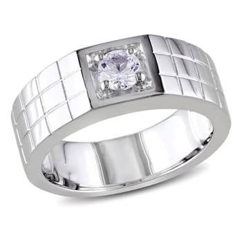 1/3 CT TGW CREATED WHITE SAPPHIRE MENS RING IN STERLING SILVER