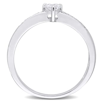 1/4 CT TGW Created White Sapphire and Diamond Accent Heart Ring in
Sterling Silver