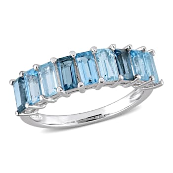2 1/2 CT TGW Sky Blue, London Blue and Swiss Blue Topaz Ring in Sterling Silver