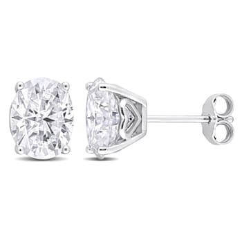 4 CT TGW Oval Created Moissanite Stud Earrings in Sterling Silver