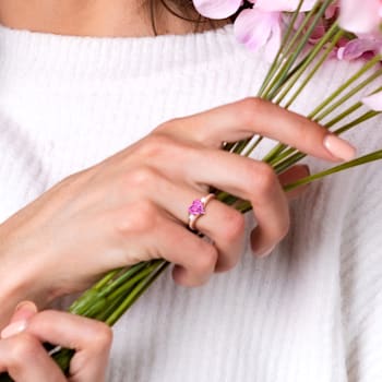 2 1/3 CT TGW Created Pink and White Sapphire Ring in Rose Plated
Sterling Silver
