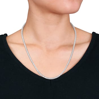 11 1/3 CT TGW Created White Sapphire Tennis Necklace in Sterling Silver
