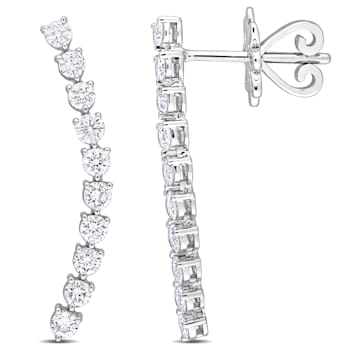 7/8 CT TW Diamond Curved Line Earrings in 14K White Gold