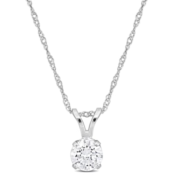 0.50ctw Lab-Grown Diamond Solitaire Pendant with Chain in 14K White Gold