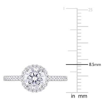 1 1/4 CT DEW Created Moissanite Halo Ring in Sterling Silver
