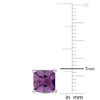 2 CT TGW Square Simulated Alexandrite Stud Earrings in Sterling Silver