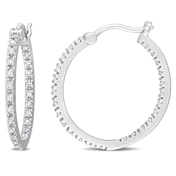 1/4 CT TW Diamond Inside Outside Hoop Earrings in Sterling Silver