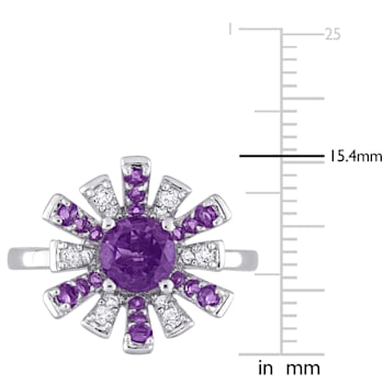 1 3/8 CT TGW African-Amethyst and Topaz Starbust Cocktail Ring in
Sterling Silver