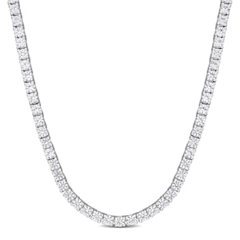 11 1/3 CT TGW Created White Sapphire Tennis Necklace in Sterling Silver
