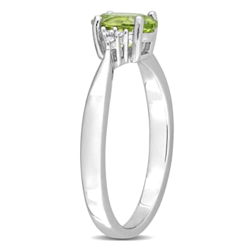 4/5 CT TGW Peridot and Diamond Accent Ring in Sterling Silver