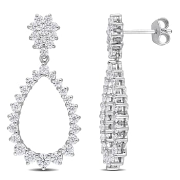 2 1/5 CT DEW Created Moissanite Open Teardrop Dangle Earrings in
Sterling Silver