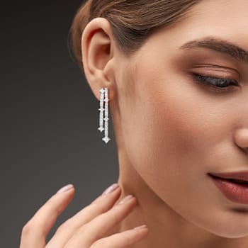 5 3/4 CT TGW Created White Sapphire Post Earrings in Sterling Silver