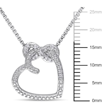 Diamond Heart Infinity Pendant with Chain in Sterling Silver