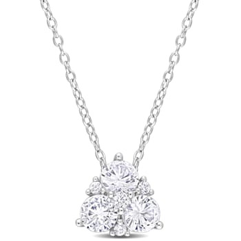 1 1/2 CT TGW Created White Sapphire Drop Pendant with Chain in Sterling Silver