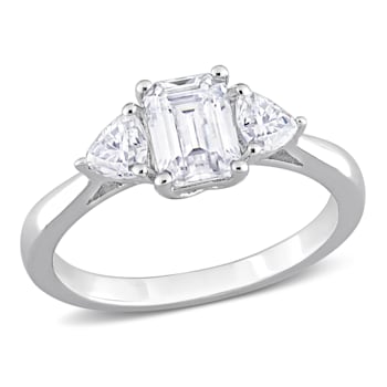 1 5/8 CT TGW Created Moissanite 3-Stone Ring in Sterling Silver