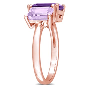 3 1/10 CT TGW Amethyst and Pink Amethyst Ring in Rose Plated Sterling Silver