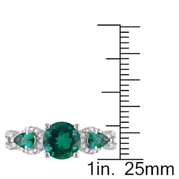 1 5/8 CTW Created Emerald and 1/6 CT TW Diamond 3-Stone Infinity Ring in
Sterling Silver