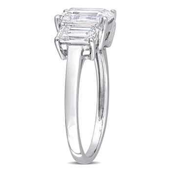 2-3/4 CT DEW Created Moissanite 3-Stone Engagement Ring in 10K White Gold