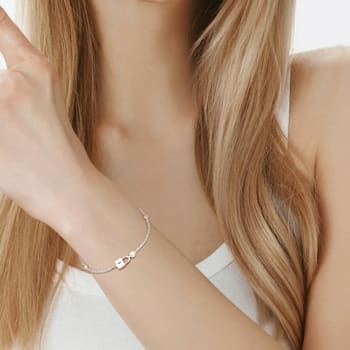 Lock and Key Curblink Chain Bracelet in Sterling Silver