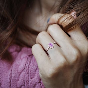 1/3 CT TGW Amethyst Halo Promise Ring in Sterling Silver