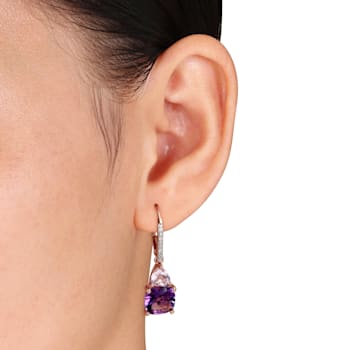 4 1/3 CT TGW Amethyst, Rose de France and Diamond Accent Earrings in
Rose Plated Sterling Silver