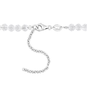 16 CT TGW White Topaz Beaded Necklace in Sterling Silver Clasp
