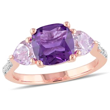 2 1/5 CT TGW Multi-Gemstones and Diamond Accent  Ring in Rose Gold
Plated Sterling Silver