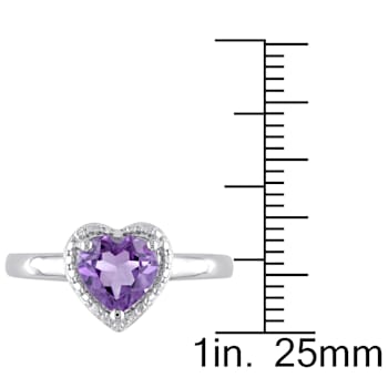 1 CT TGW Amethyst Heart Halo Ring in Sterling Silver