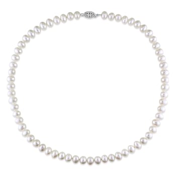 6.5 - 7 MM Freshwater Cultured Pearl 18" Strand with Sterling
Silver Clasp