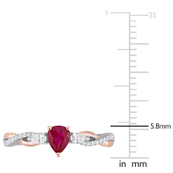 2/5 CT TGW Ruby and 1/5 CT TW Diamond 3-stone Promise Ring in 2-tone 14K
White and Rose Gold
