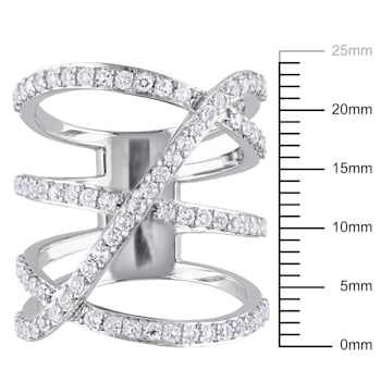 2 2/5 CT TGW White Topaz Crossover Split Shank Ring in Sterling Silver