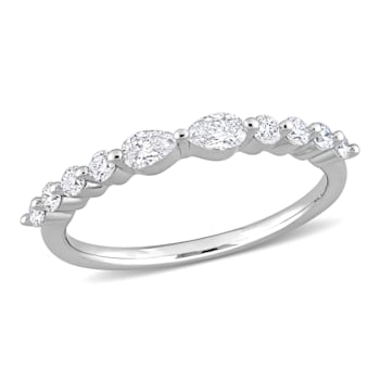 5/8 CT TGW Lab Grown Diamond Band in Platinum Plated Sterling Silver