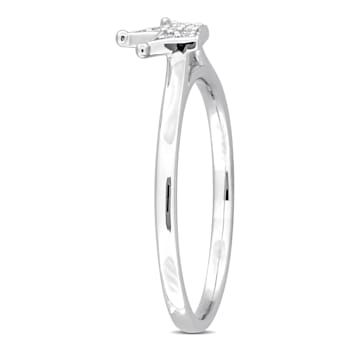 Created White Sapphire Accent Cluster Crown Ring in Sterling Silver