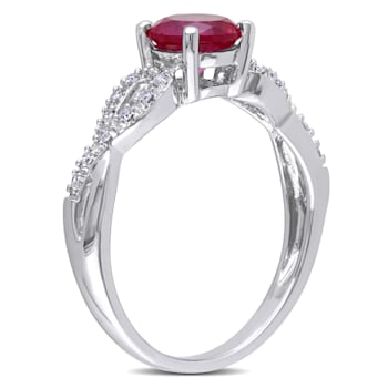 1 CT TGW Created Ruby and 1/10 CT TW Diamond Infinity Engagement Ring in
10K White Gold