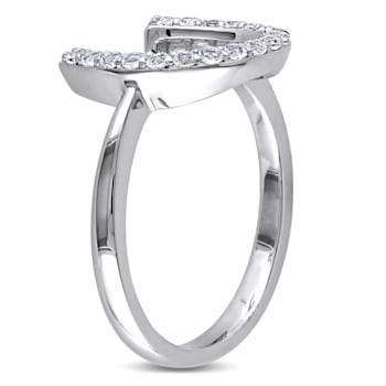 0.54 CTW White Topaz Horseshoe Ring in Sterling Silver