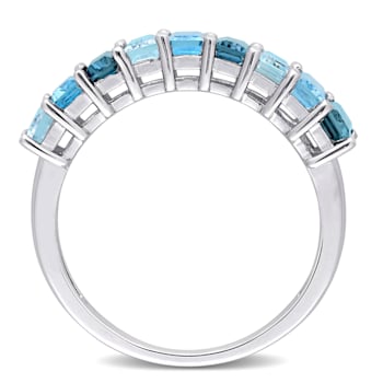 2 1/2 CT TGW Sky Blue, London Blue and Swiss Blue Topaz Ring in Sterling Silver