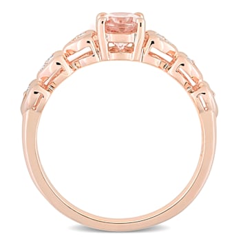 7/8 CTW Morganite and White Topaz Ring in Rose Gold Plated Sterling Silver