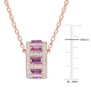 2 1/7 CT TGW Amethyst and White Topaz Pendant with Chain in Rose Plated
Sterling Silver