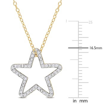 1/5 CT TW Diamond Open Star Pendant with Chain in 18K Yellow Gold Over
Sterling Silver