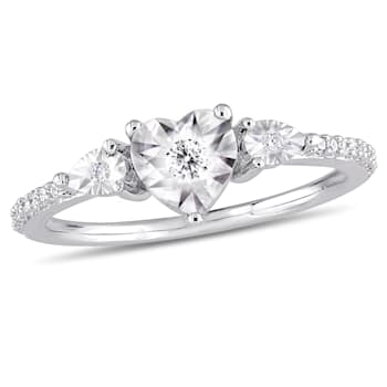1/7 CT TW Diamond Heart Ring in Sterling Silver