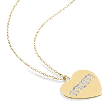 1/10ctw Diamond "Mom" Heart Pendant with Chain in 18K Yellow
Gold Over Sterling Silver
