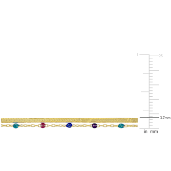 Multi-Color Bead Double Strand Necklace in 14K Yellow Gold Over Sterling Silver