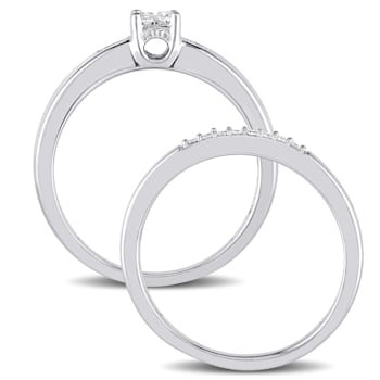 1/6 CT TW Princess Cut Diamond Quad Bridal Set in Sterling Silver